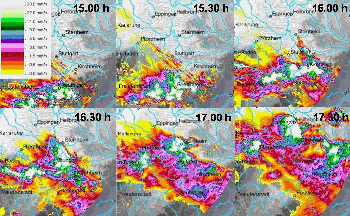 Das Hagelgewitter vom 30.5.2008 im Radarbild